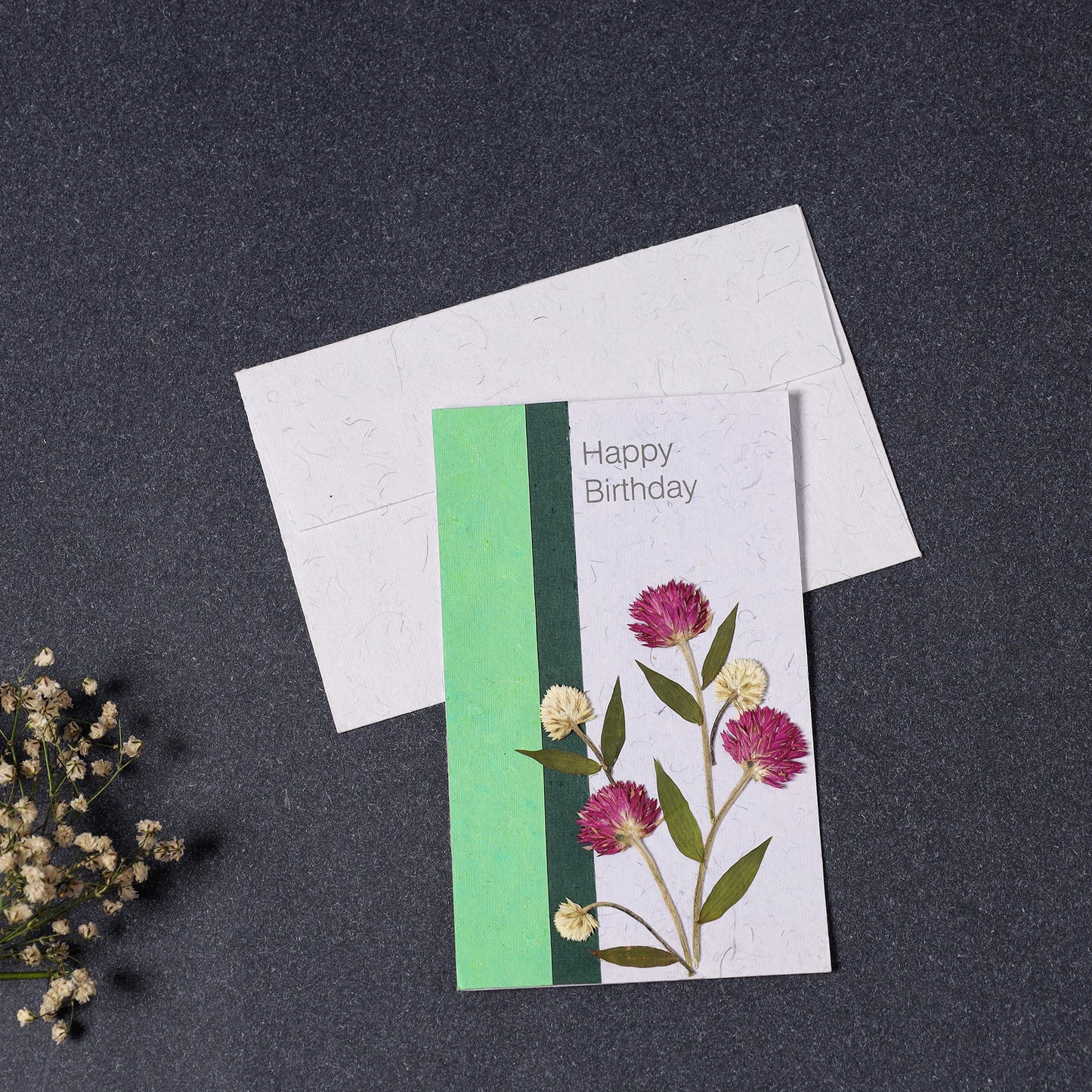 Happy Birthday - Flower Art Handmade Paper Greeting Card