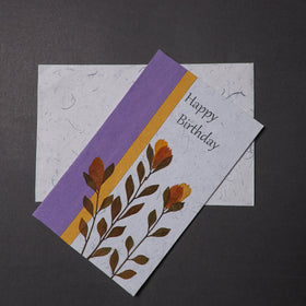 Happy Birthday - Flower Art Handmade Paper Greeting Card 