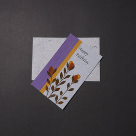Happy Birthday - Flower Art Handmade Paper Greeting Card 
