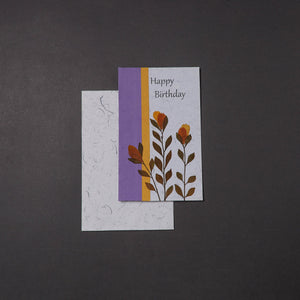 Happy Birthday - Flower Art Handmade Paper Greeting Card 