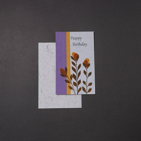 Happy Birthday - Flower Art Handmade Paper Greeting Card 