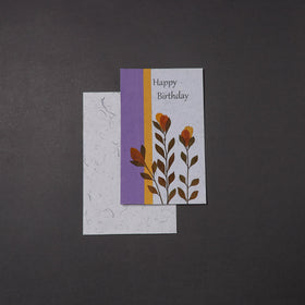 Happy Birthday - Flower Art Handmade Paper Greeting Card 