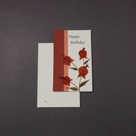 Happy Birthday - Flower Art Handmade Paper Greeting Card 