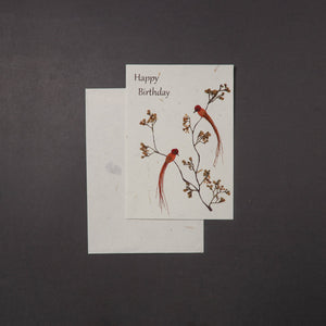 Happy Birthday - Flower Art Handmade Paper Greeting Card 