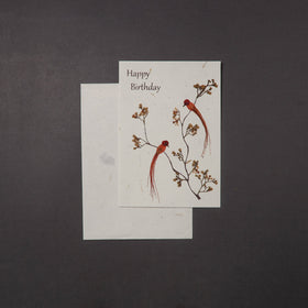 Happy Birthday - Flower Art Handmade Paper Greeting Card 