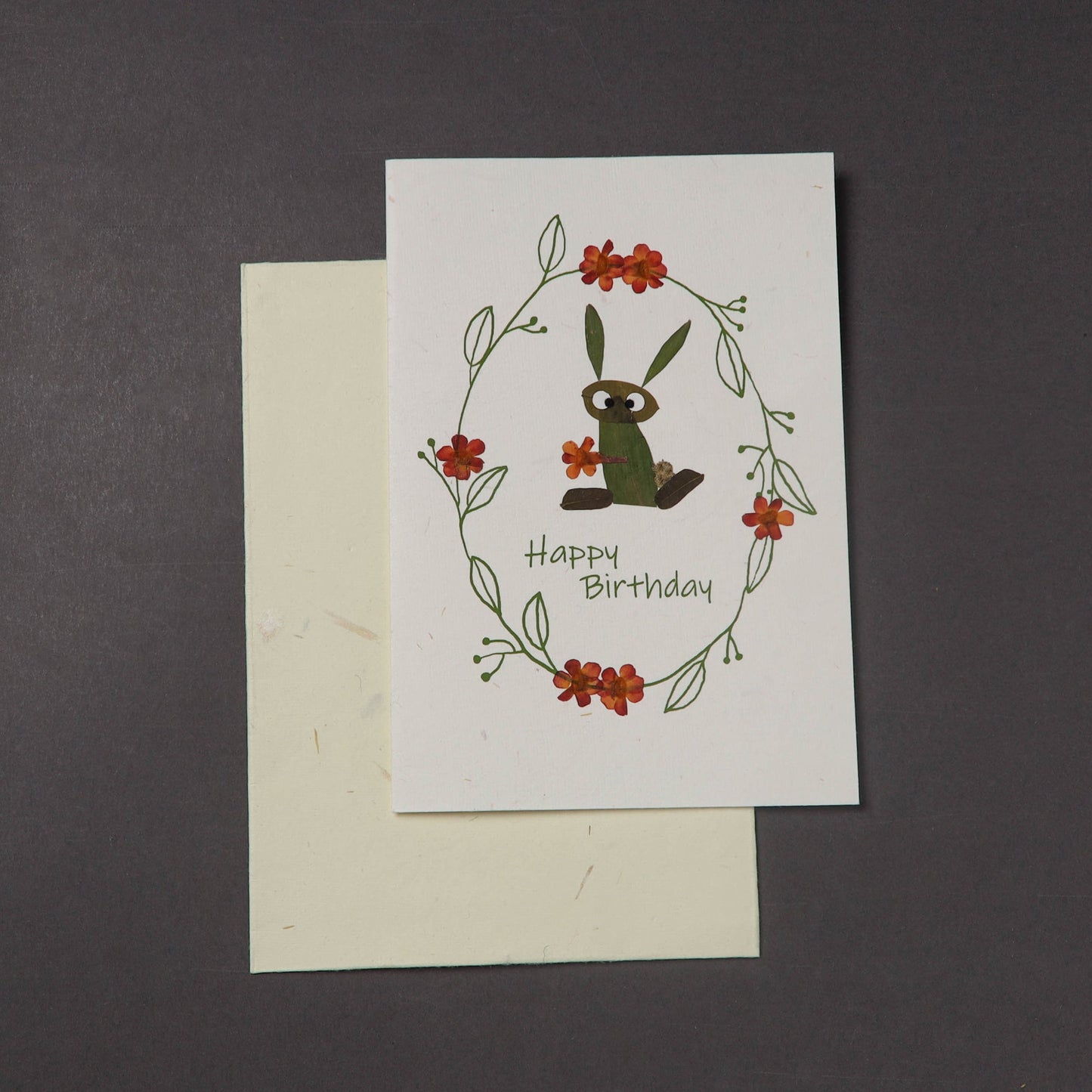 Happy Birthday - Flower Art Handmade Paper Greeting Card 