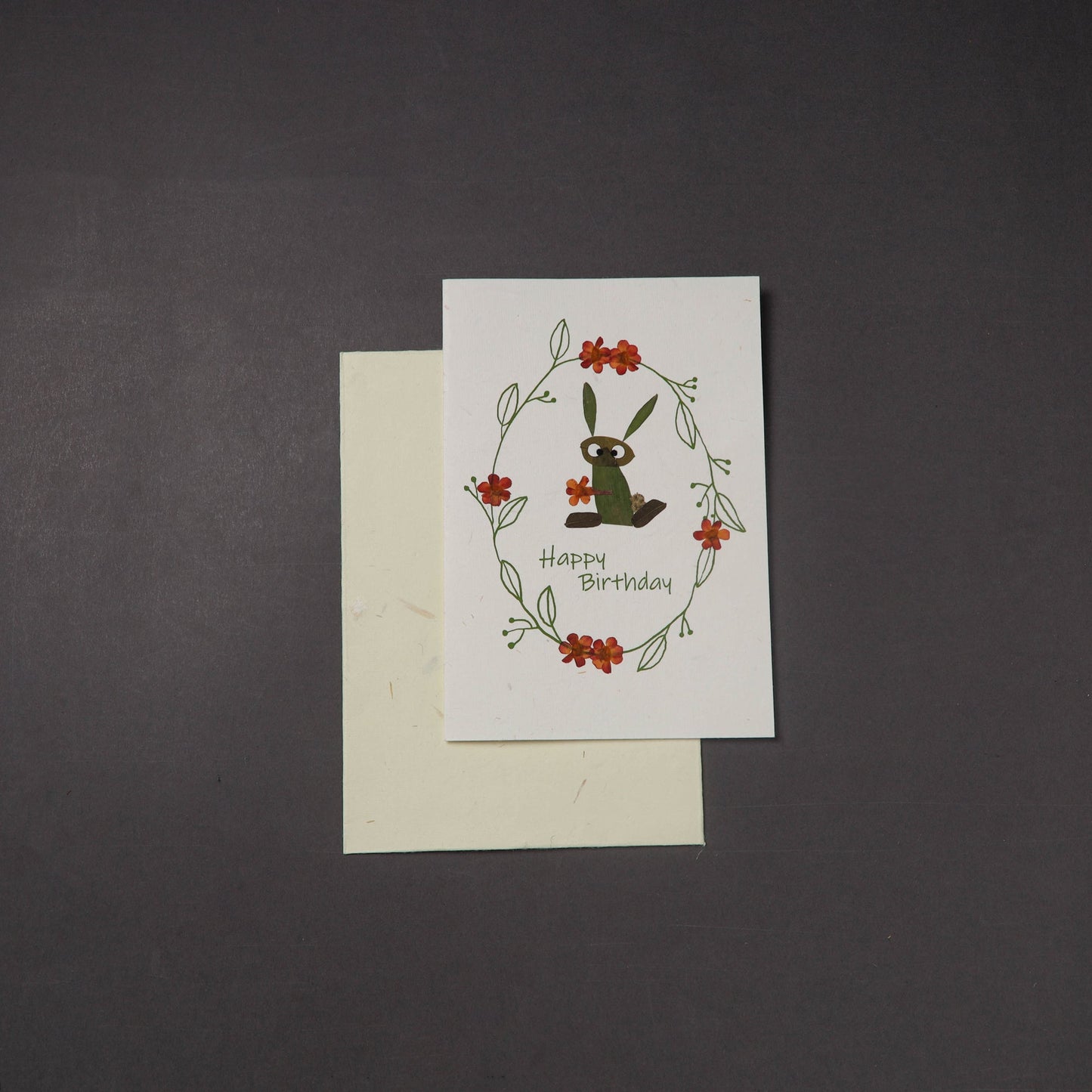 Happy Birthday - Flower Art Handmade Paper Greeting Card 