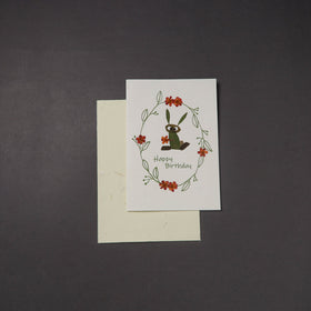 Happy Birthday - Flower Art Handmade Paper Greeting Card 