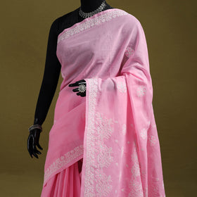 Heavy hand embroidered terivoile cotton lucknow chikan