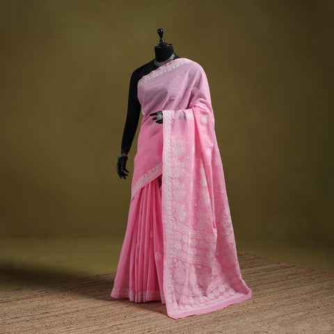 Heavy hand embroidered terivoile cotton lucknow chikan