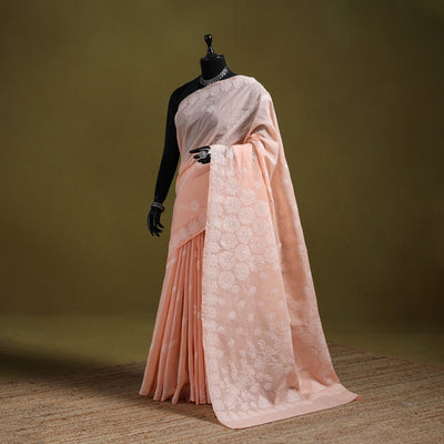 Heavy hand embroidered terivoile cotton lucknow chikan