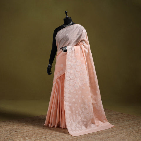 Heavy hand embroidered terivoile cotton lucknow chikan