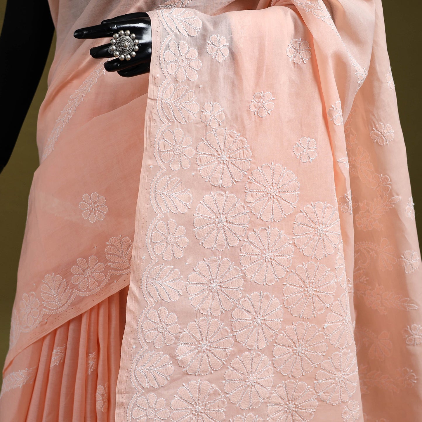 Heavy hand embroidered terivoile cotton lucknow chikan