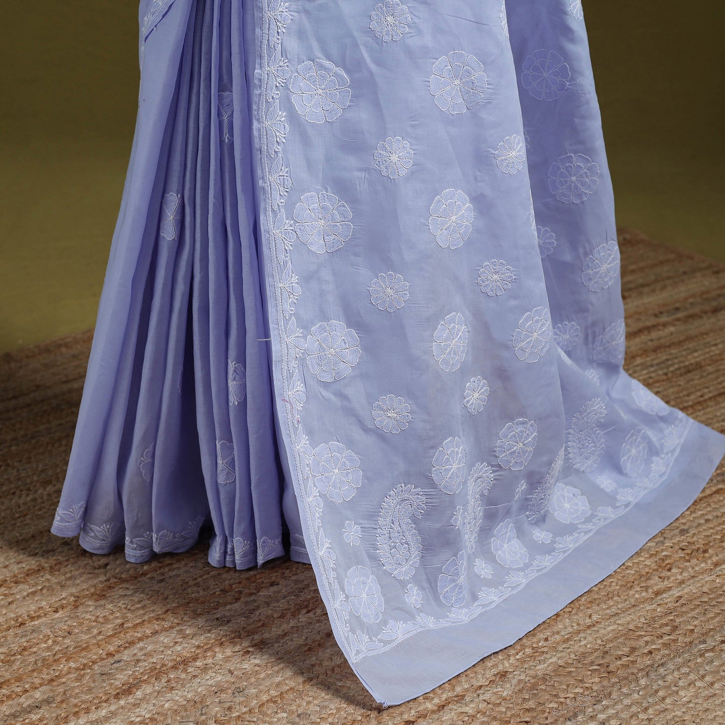 Heavy hand embroidered terivoile cotton lucknow chikan