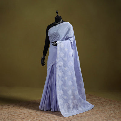 Heavy hand embroidered terivoile cotton lucknow chikan