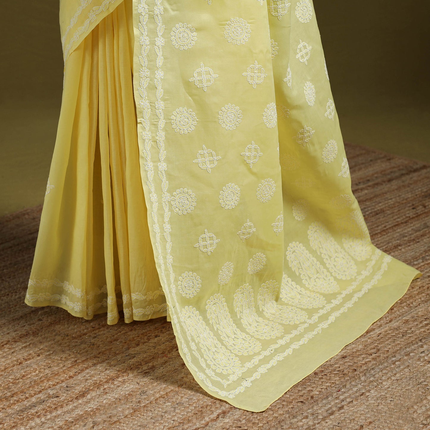 Heavy hand embroidered terivoile cotton lucknow chikan