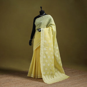 Heavy hand embroidered terivoile cotton lucknow chikan