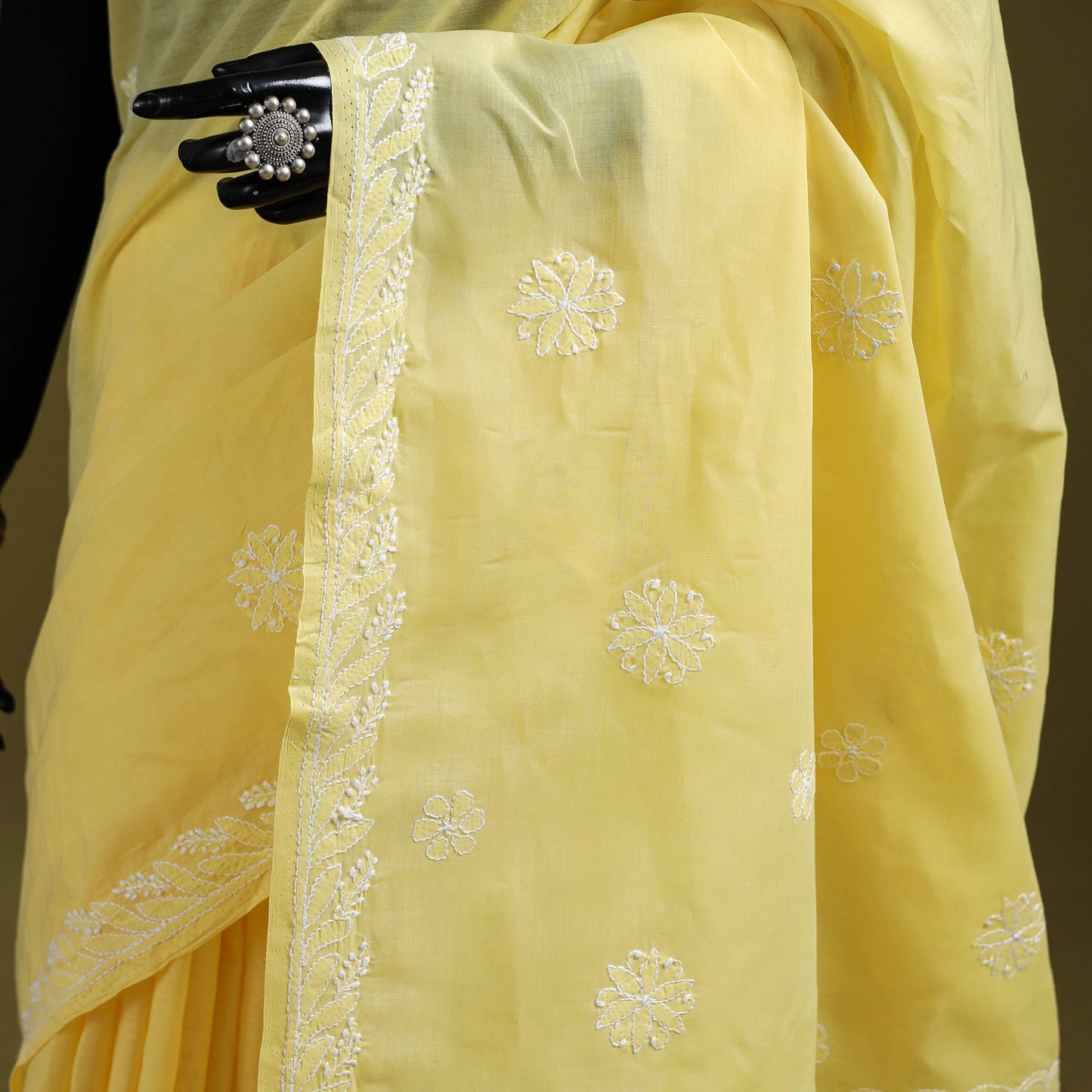 Heavy hand embroidered terivoile cotton lucknow chikan