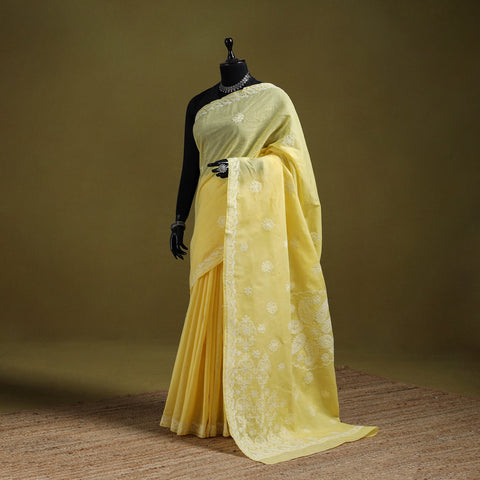 Heavy hand embroidered terivoile cotton lucknow chikan