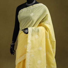 Heavy hand embroidered terivoile cotton lucknow chikan