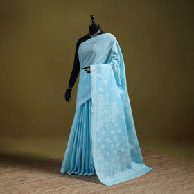 Heavy hand embroidered terivoile cotton lucknow chikan