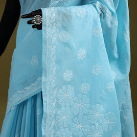 Heavy hand embroidered terivoile cotton lucknow chikan