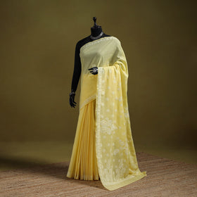 Heavy hand embroidered terivoile cotton lucknow chikan