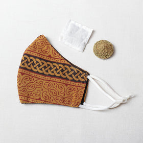  Herb Pocket Bagh Block Printed Cotton 3 Layer Snug Fit Face Cover 
