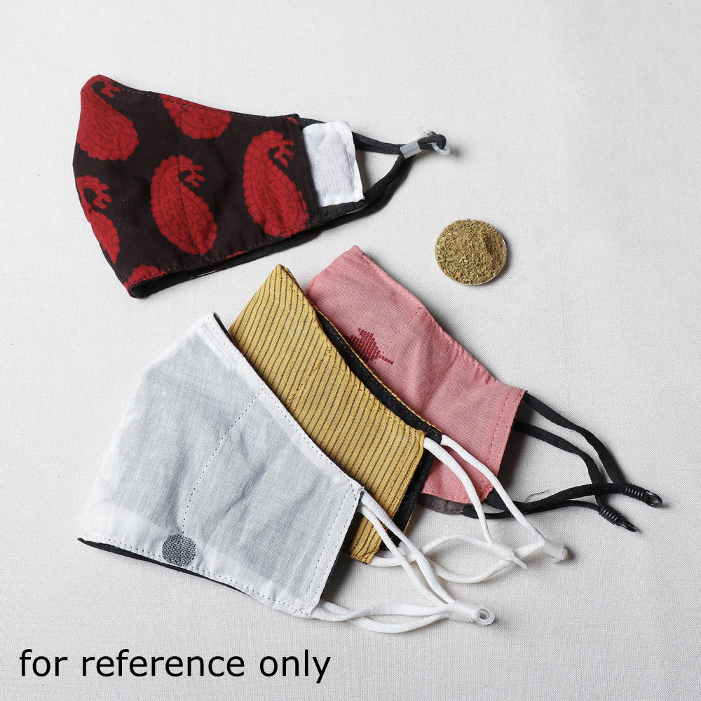  Herb Pocket Bagh Block Printed Cotton 3 Layer Snug Fit Face Cover 