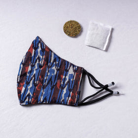  Herb Pocket Bagru Block Printed Cotton 3 Layer Snug Fit Face Cover 