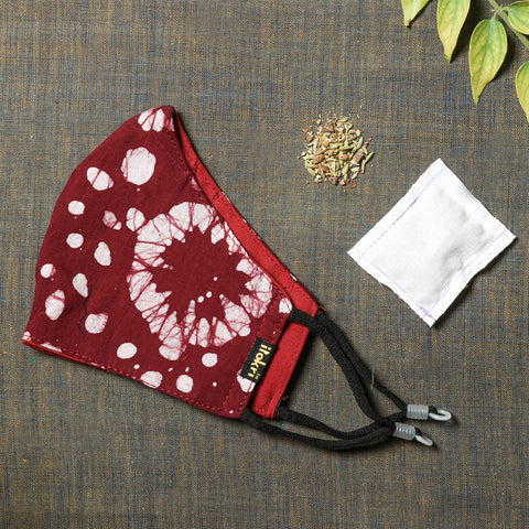  Herb Pocket Batik Print Cotton 3 Layer Snug Fit Face Cover 
