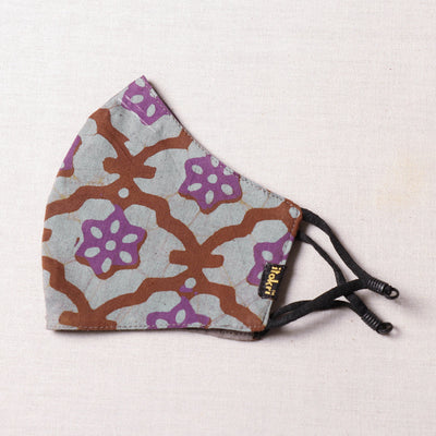  Herb Pocket Batik Printed Cotton 3 Layer Snug Fit Face Cover 
