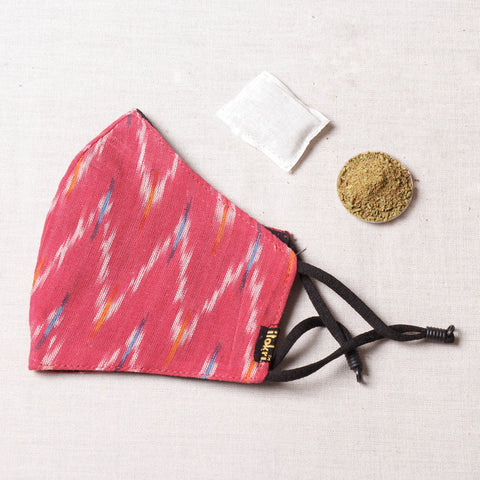  Herb Pocket Ikat Weave Cotton 3 Layer Snug Fit Face Cover 