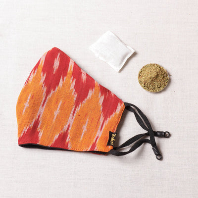  Herb Pocket Ikat Weave Cotton 3 Layer Snug Fit Face Cover 