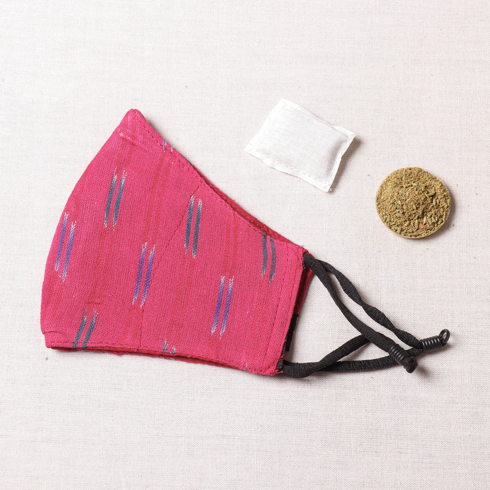  Herb Pocket Ikat Weave Cotton 3 Layer Snug Fit Face Cover 