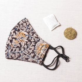  Herb Pocket Sanganeri Block Printed Cotton 3 Layer Snug Fit Face Cover 