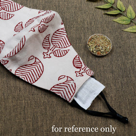  Herb Pocket Natural Dyed Block Printed Cotton 3 Layer Snug Fit Face Cover 