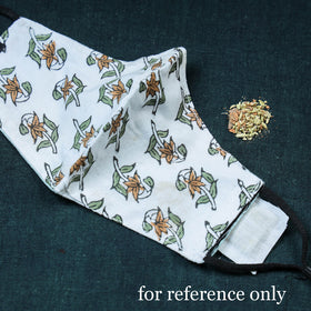  Herb Pocket Natural Dyed Block Printed Cotton 3 Layer Snug Fit Face Cover 