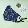  Herb Pocket Ajrakh Block Printed Cotton 3 Layer Snug Fit Face Cover 