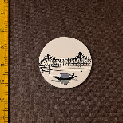  Howrah Bridge - Handpainted Terracotta Fridge Magnet 