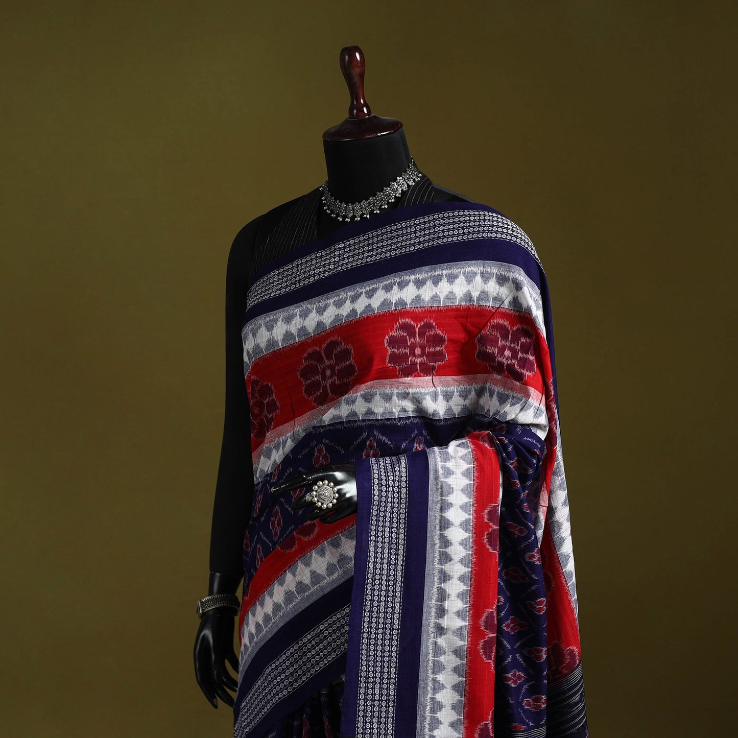 Ikat handloom cotton sambalpuri saree 01 - handcrafted