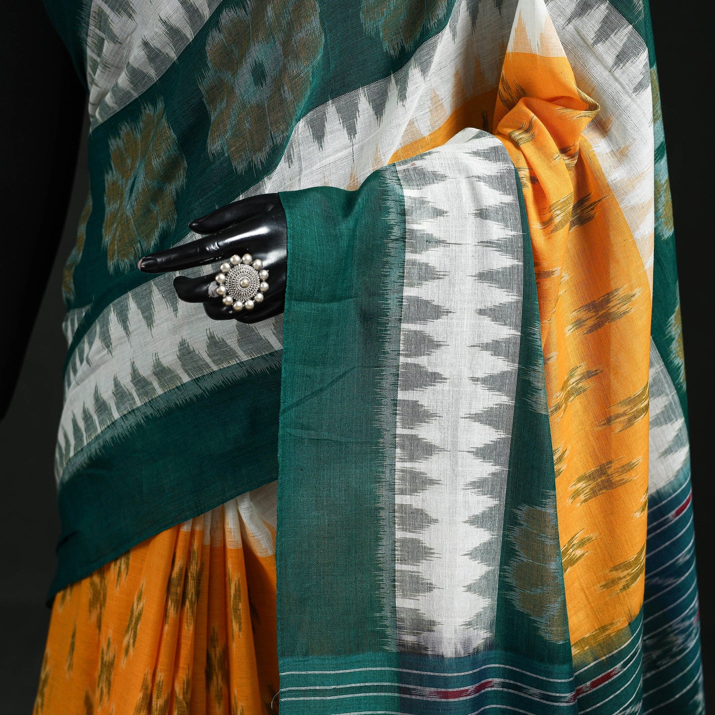 Ikat handloom cotton sambalpuri saree 12 - handcrafted