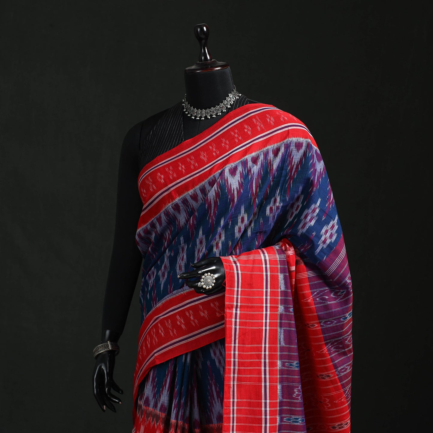 Ikat handloom cotton sambalpuri saree 14 - handcrafted