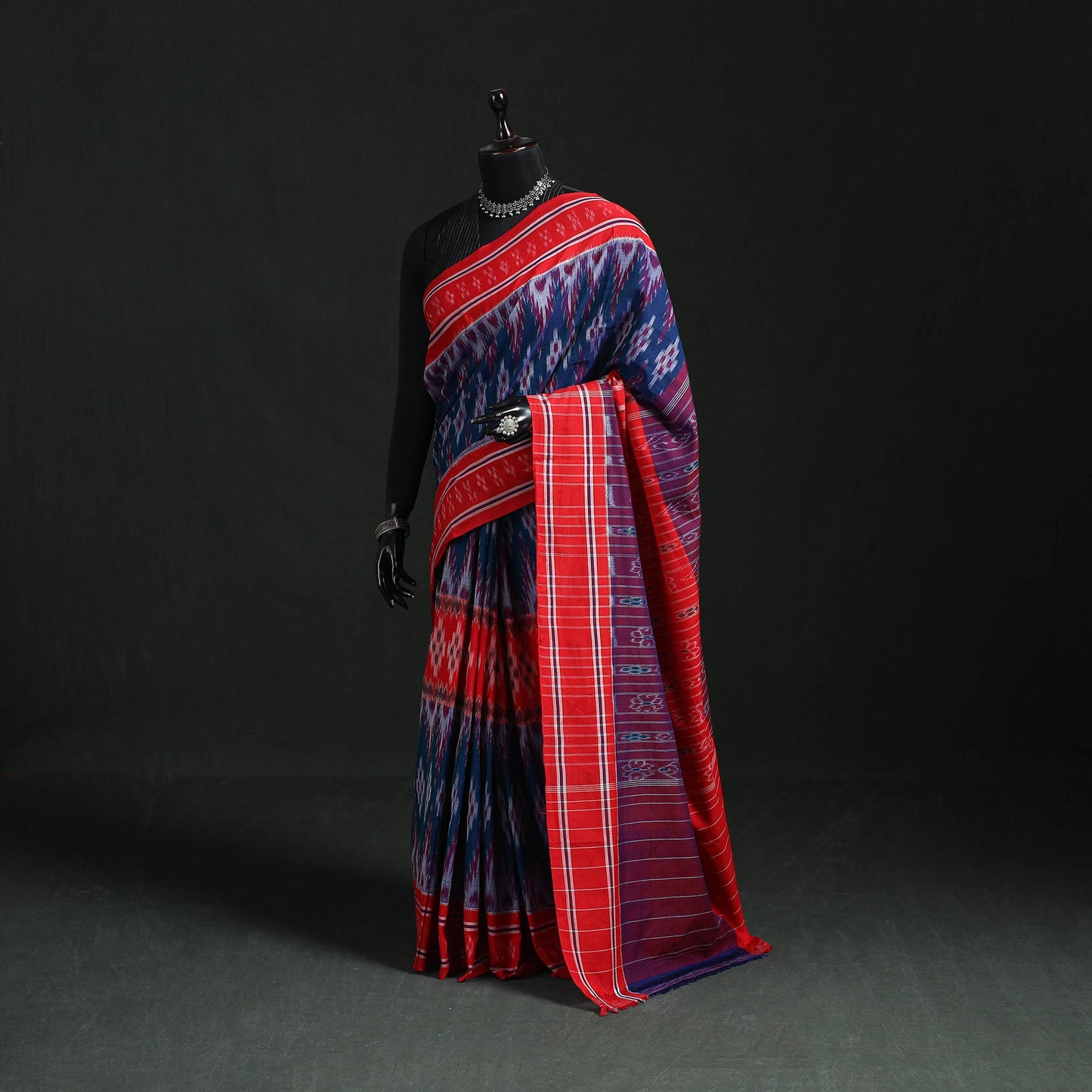 Ikat handloom cotton sambalpuri saree 14 - handcrafted