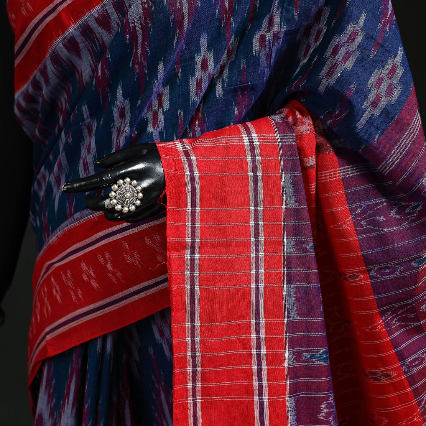 Ikat handloom cotton sambalpuri saree 14 - handcrafted