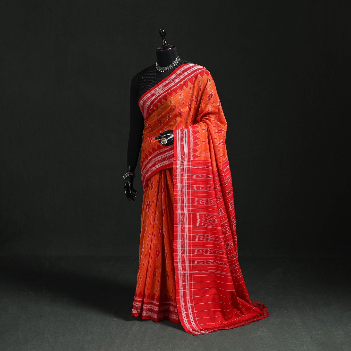 Ikat handloom cotton sambalpuri saree 18 - handcrafted