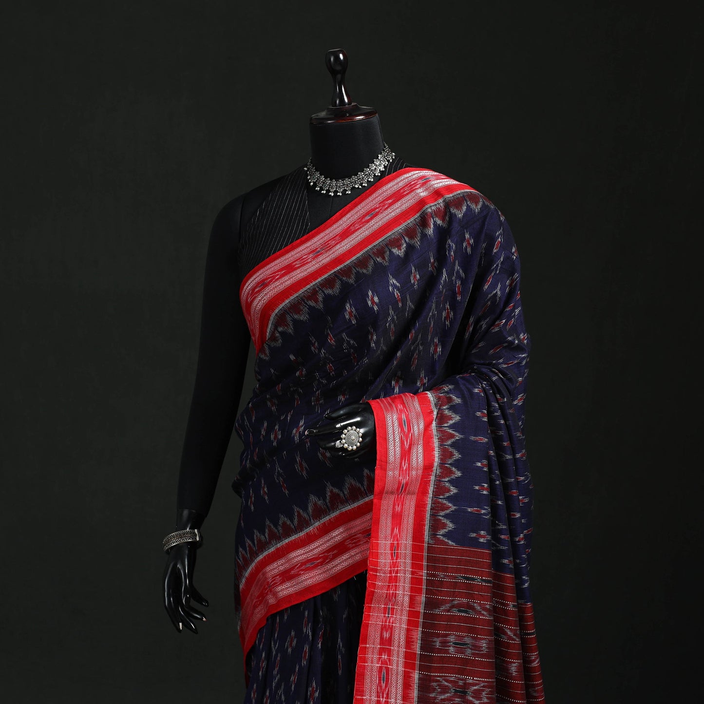 Ikat handloom cotton sambalpuri saree 28 - handcrafted
