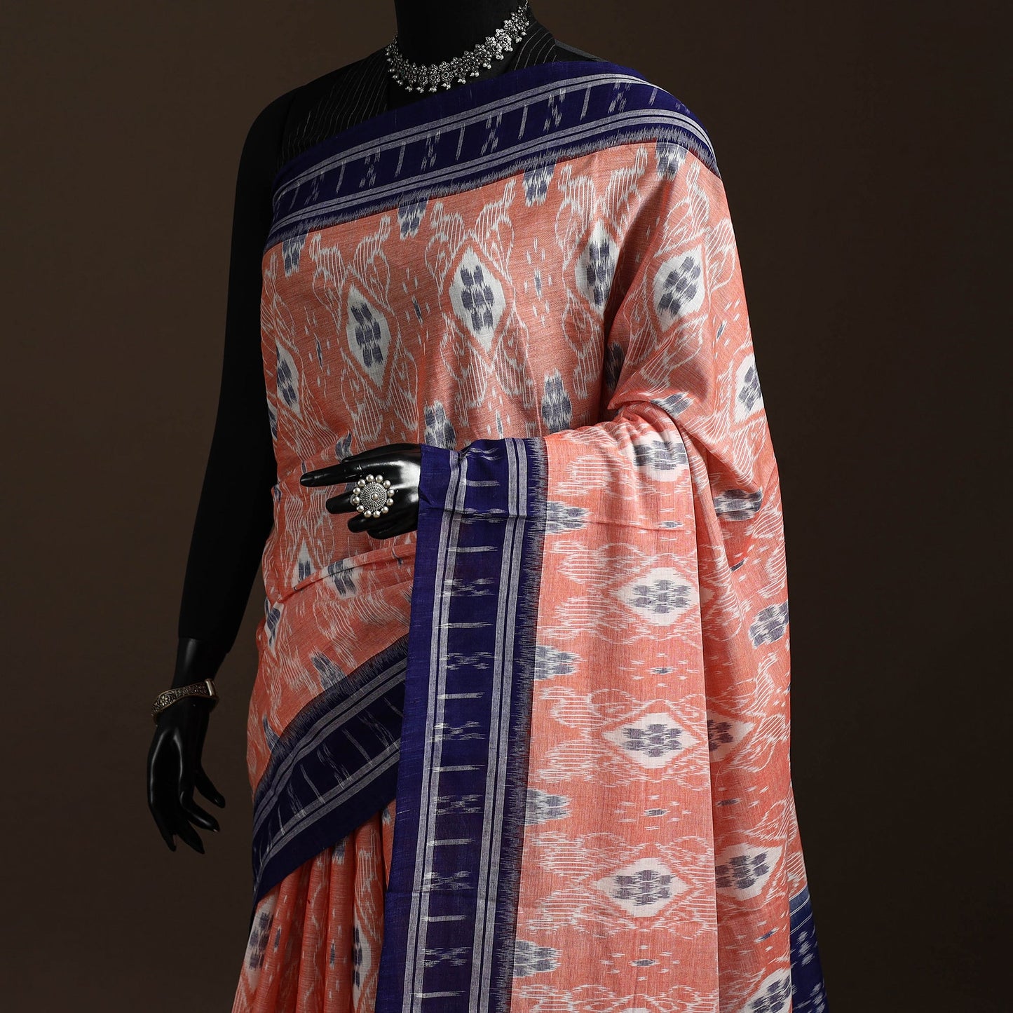 Ikat handloom cotton sambalpuri saree 29 - handcrafted