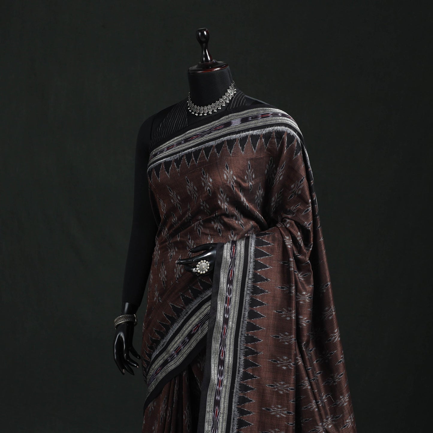 Ikat handloom cotton sambalpuri saree 42 - handcrafted