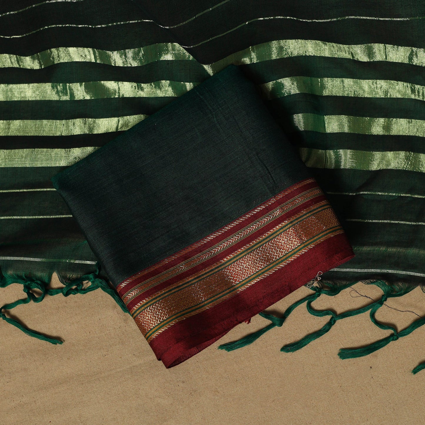 Ilkal kasuti embroidery cotton 3pc unstitched dress